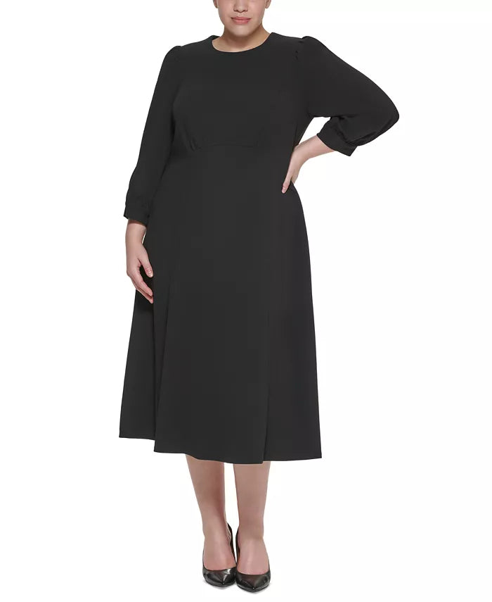 Calvin Klein Plus Size 3/4-Sleeve A-Line Midi Dress