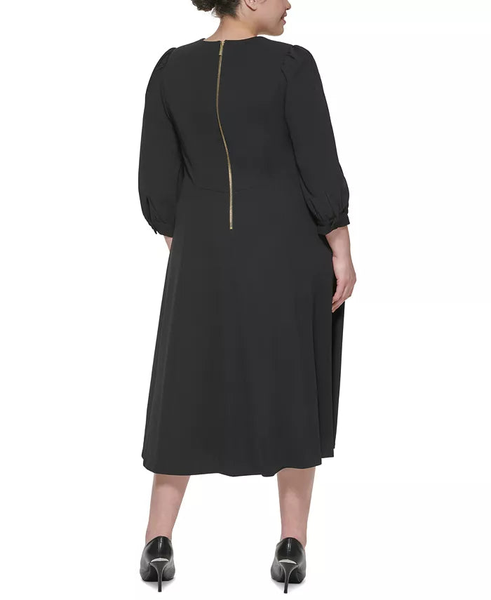 Calvin Klein Plus Size 3/4-Sleeve A-Line Midi Dress