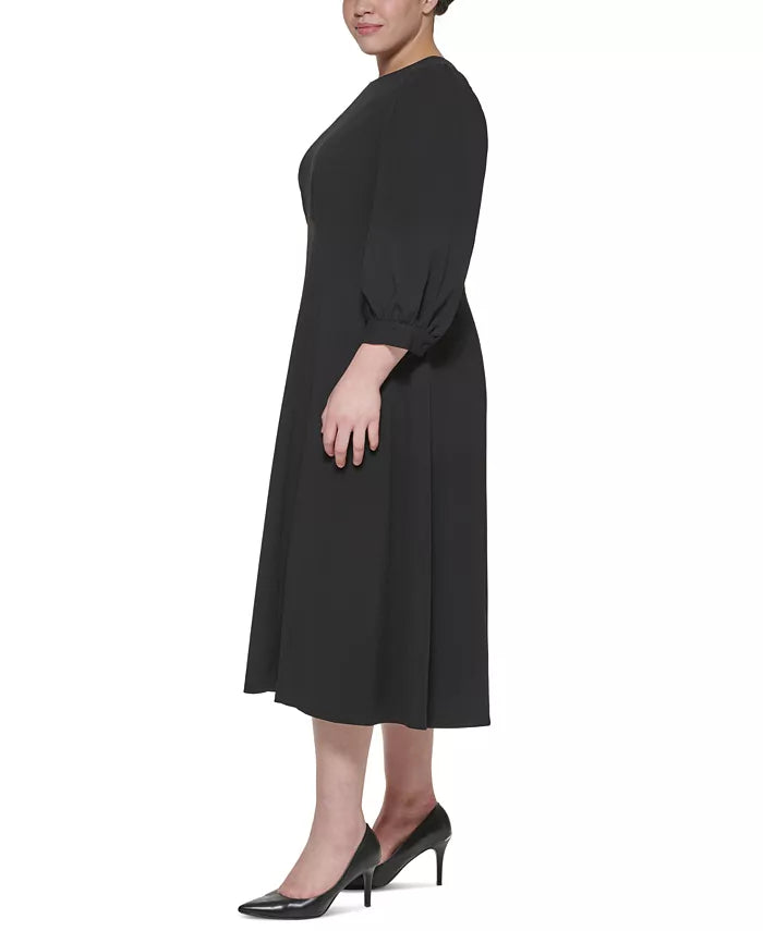 Calvin Klein Plus Size 3/4-Sleeve A-Line Midi Dress