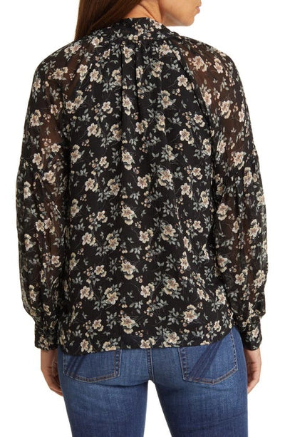 VINCE CAMUTO Printed Tie Neck Blouse