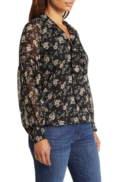 VINCE CAMUTO Printed Tie Neck Blouse