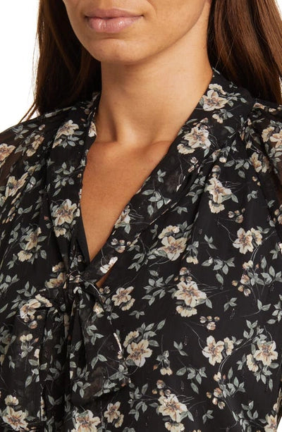 VINCE CAMUTO Printed Tie Neck Blouse