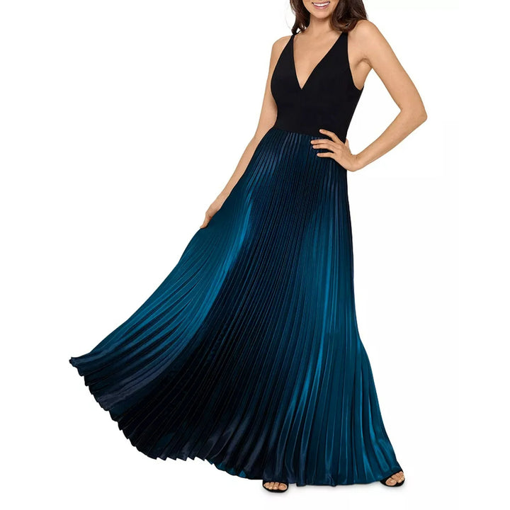 AQUA Pleated Shimmer Gown