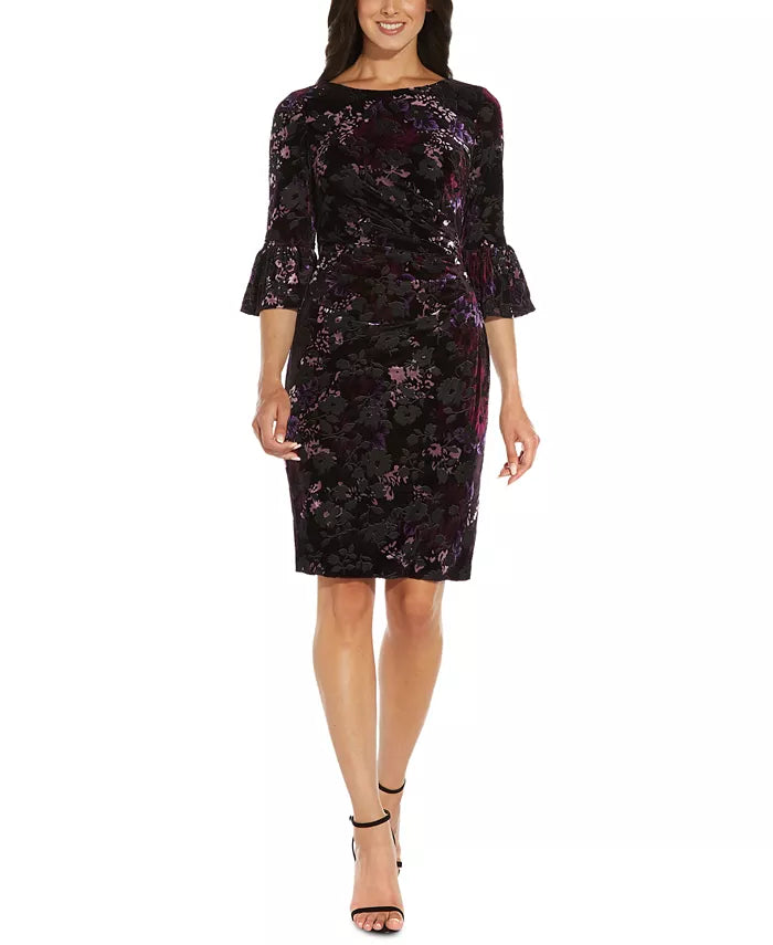 Adrianna Papell Floral Velvet Sheath Dress
