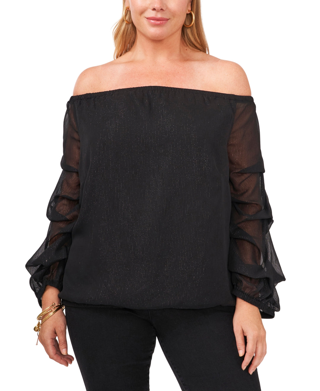 Vince Camuto Plus Size Balloon-Sleeve Top