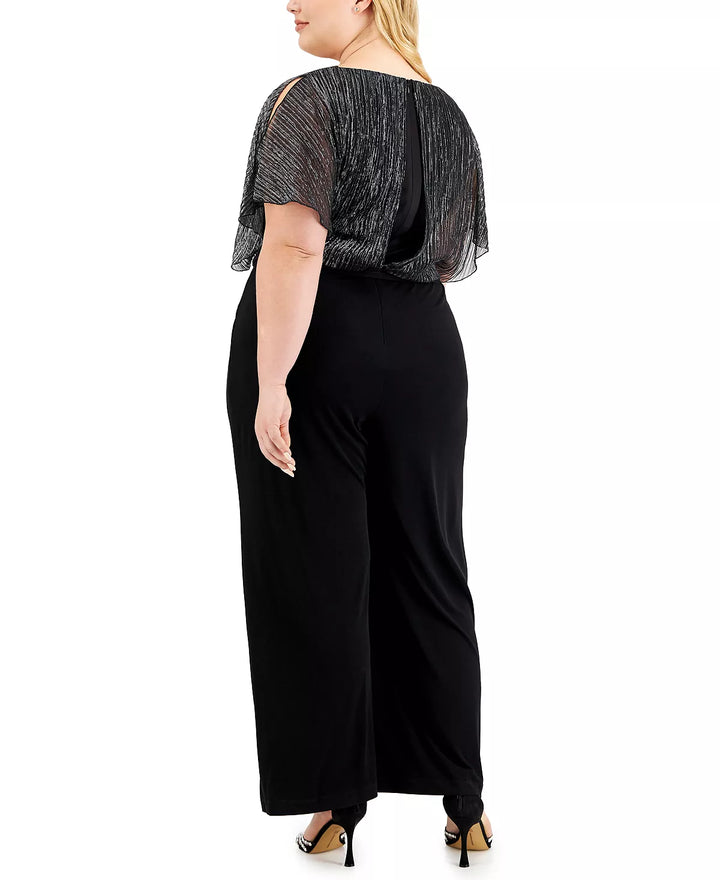 Connected Plus Size Shimmer-Bodice Jumpsuit