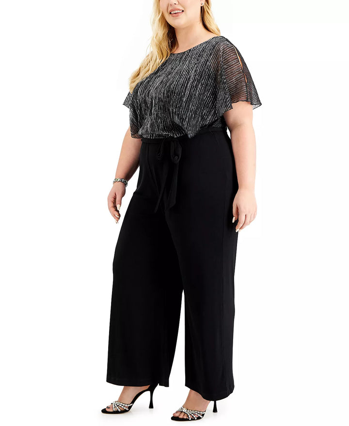Connected Plus Size Shimmer-Bodice Jumpsuit