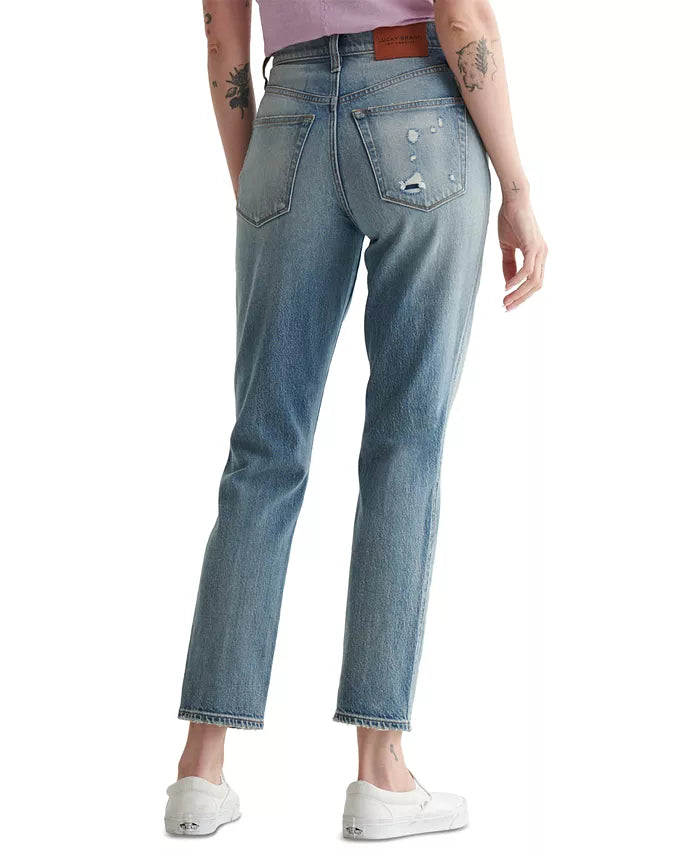 Lucky Brand Drew Distressed High-Rise Mom Jeans