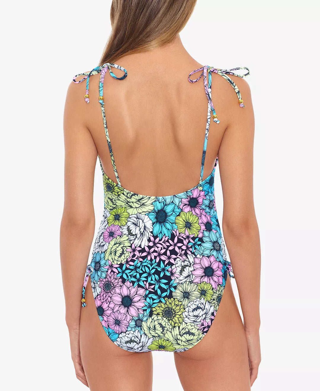 Salt + Cove Juniors' Blossomed Side-Shirred One-Piece Swimsuit