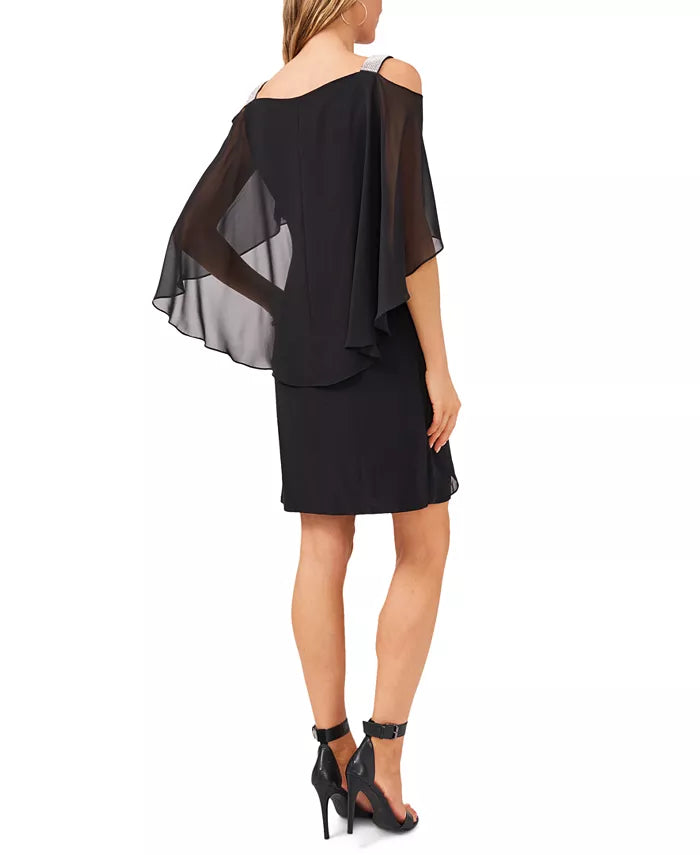 MSK Beaded-Strap Capelet-Back Dress