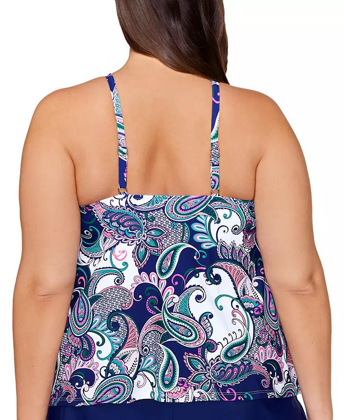 Island Escape Plus Size Cali High-Neck Underwire Tankini Top