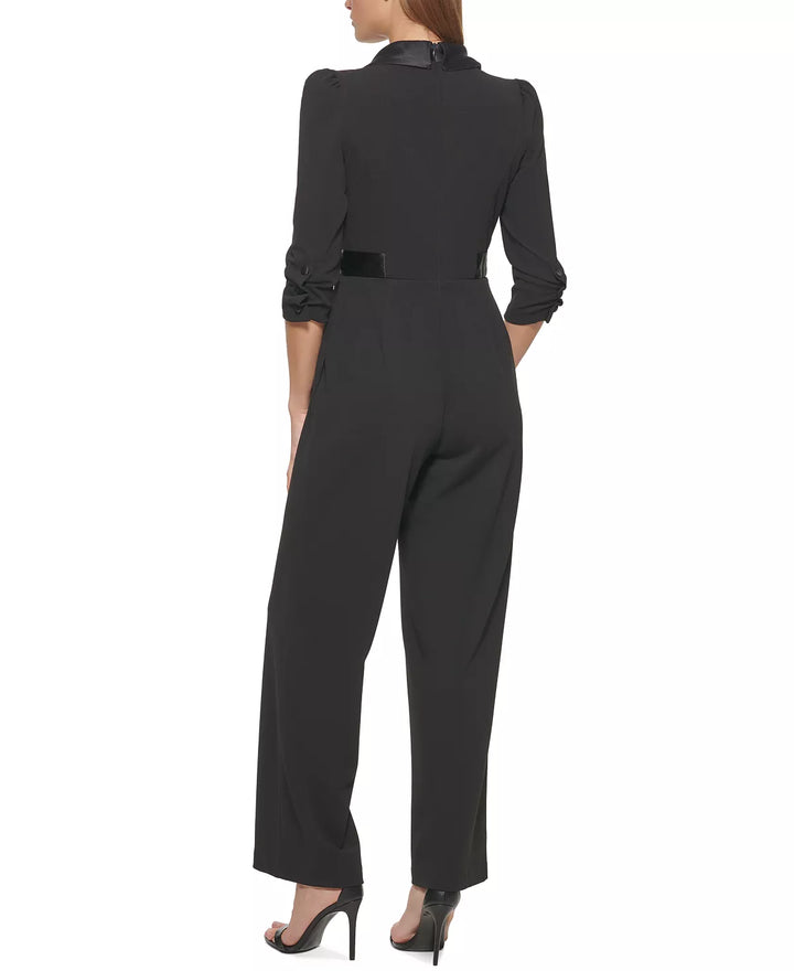 DKNY Side-Tie Collared Wrap Jumpsuit