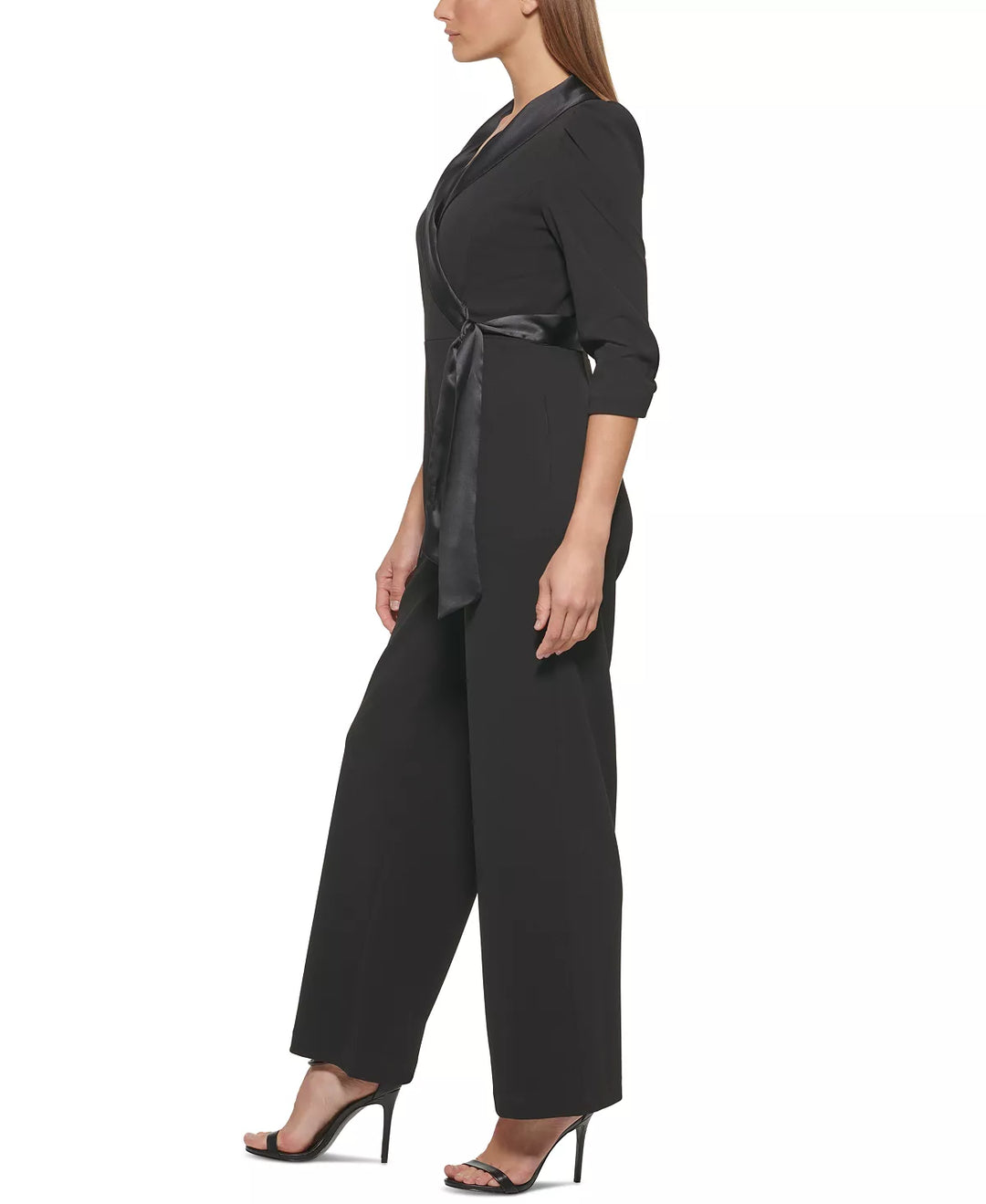 DKNY Side-Tie Collared Wrap Jumpsuit