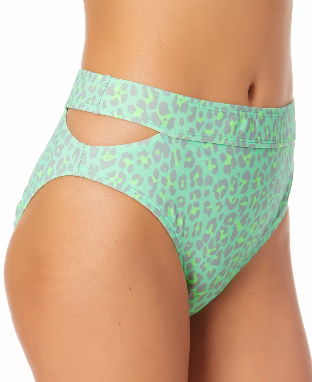 California Waves Juniors' Printed Cutout High-Waist Bikini Bottom