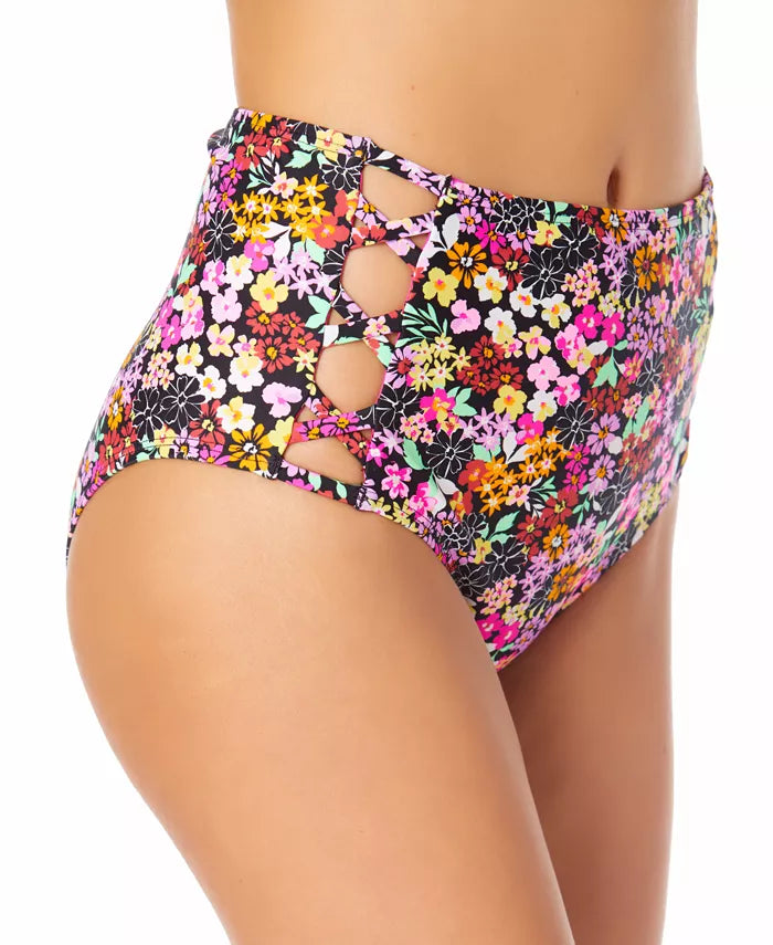 California Waves Juniors' High-Rise Strappy-Side Bikini Bottoms