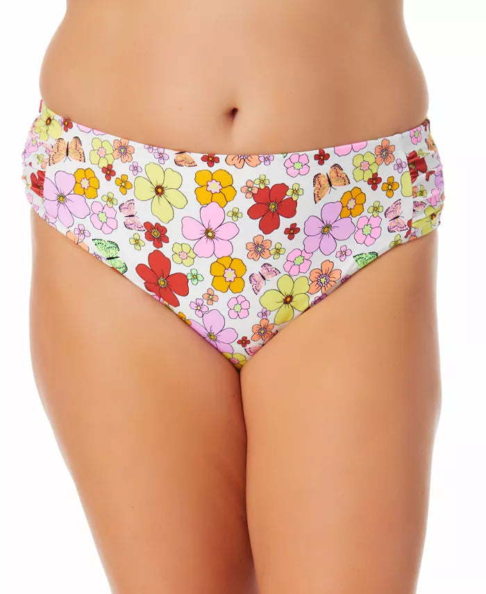 California Waves Plus Size Floral-Print Swim Bottoms