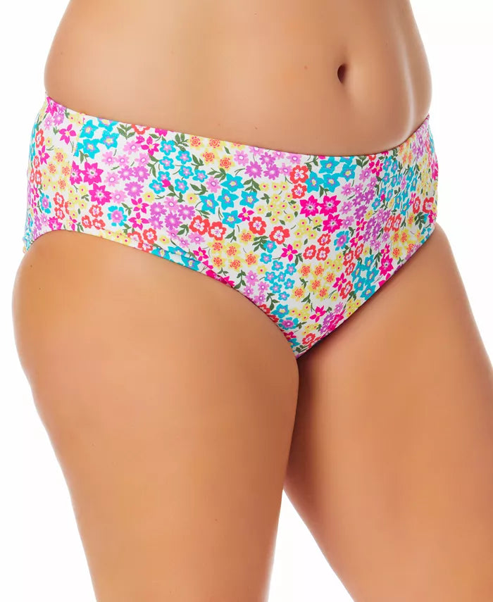 California Waves Plus Size Floral-Print Swim Bottoms