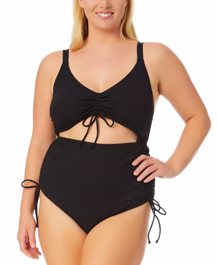 California Waves Ribbed Cutout One-Piece Swimsuit