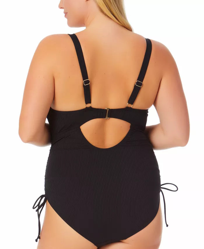 California Waves Ribbed Cutout One-Piece Swimsuit