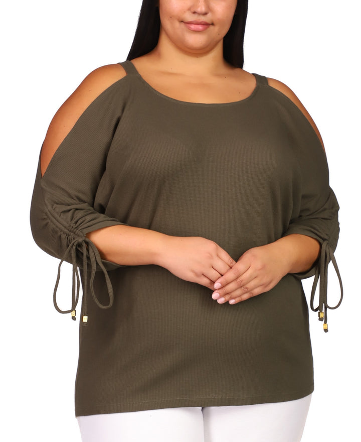 MICHAEL MICHAEL KORS Plus-Size Cutout Lace-Up Top