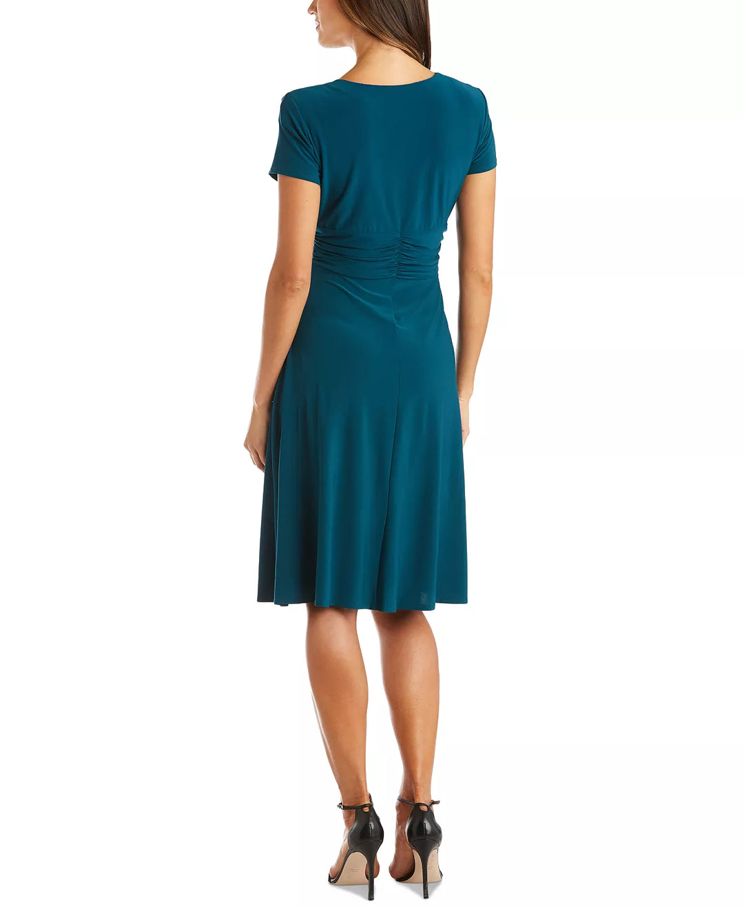 R&M Richards Short-Sleeve Faux-Wrap Dress