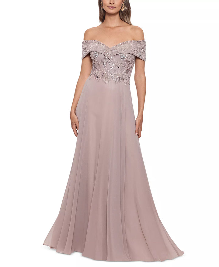 XSCAPE Petite & Plus Off-The-Shoulder Gown