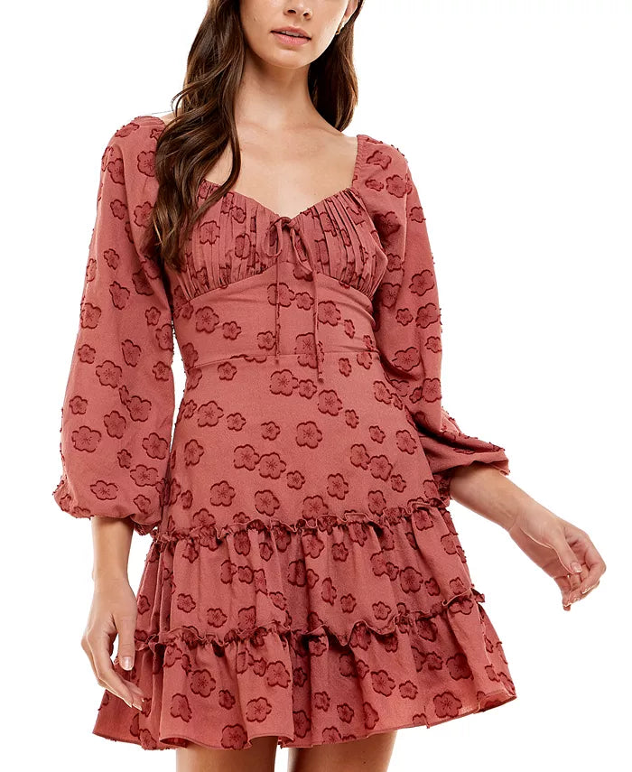 City Studios Juniors' Gathered-Bust Tiered Dress