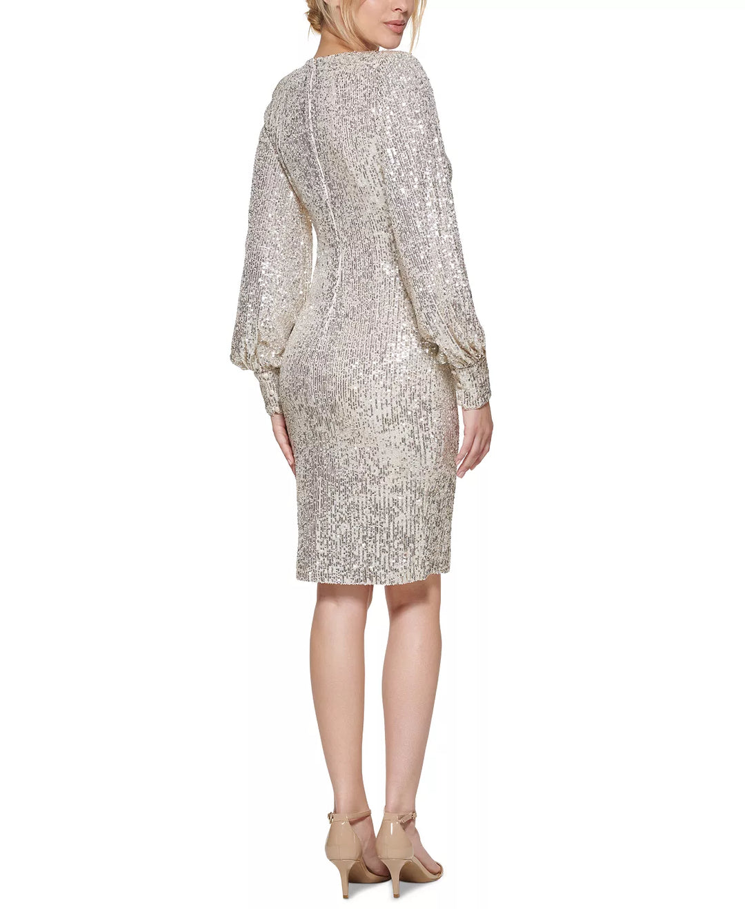 Eliza J Balloon-Sleeve Sequin Dress