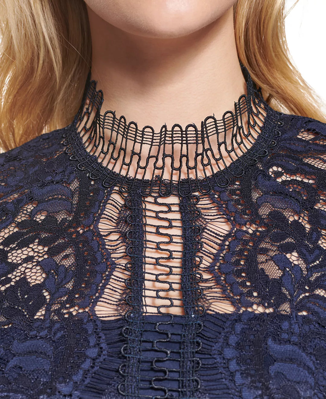 Eliza J Mock-Neck Lace Dress