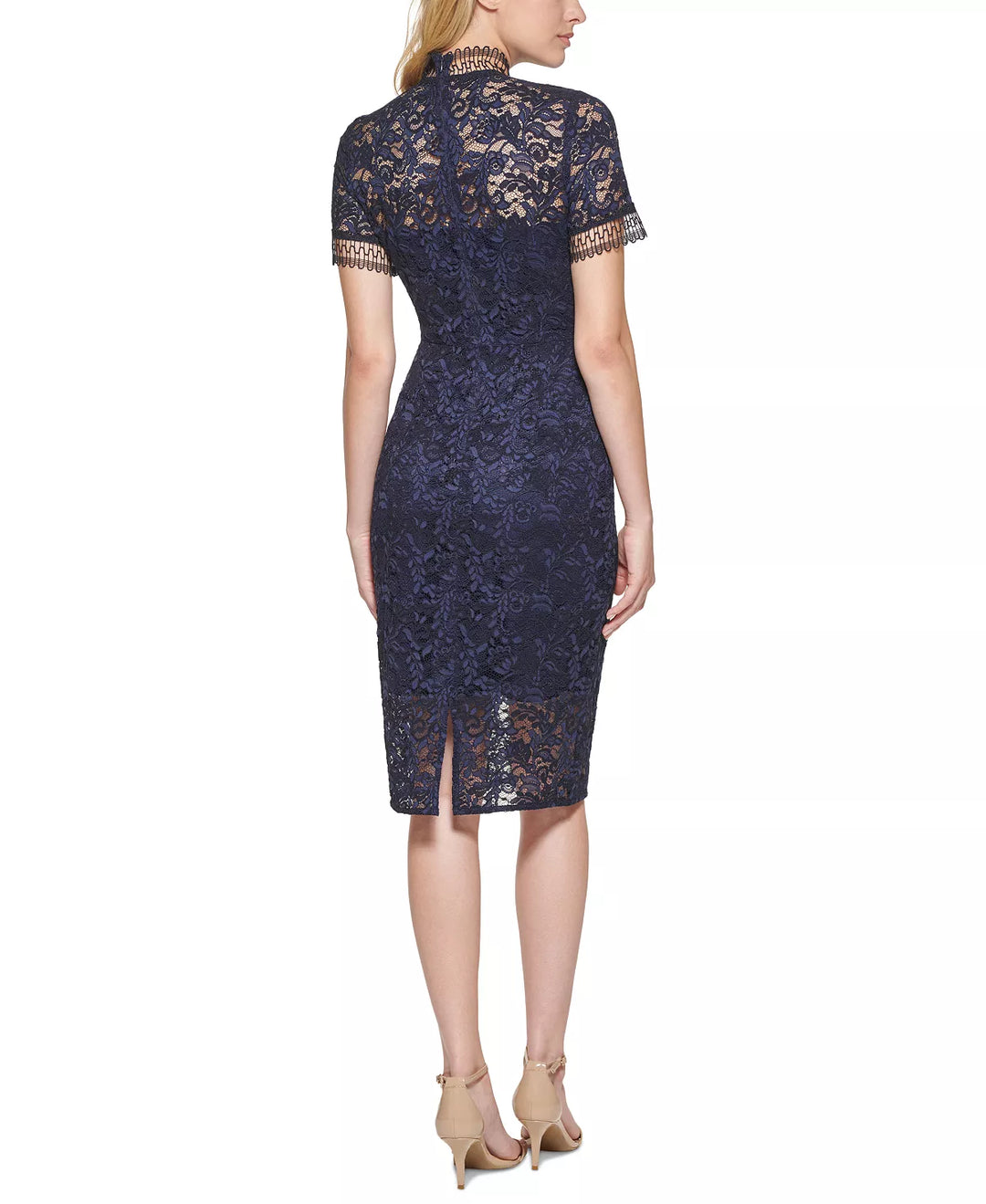 Eliza J Mock-Neck Lace Dress