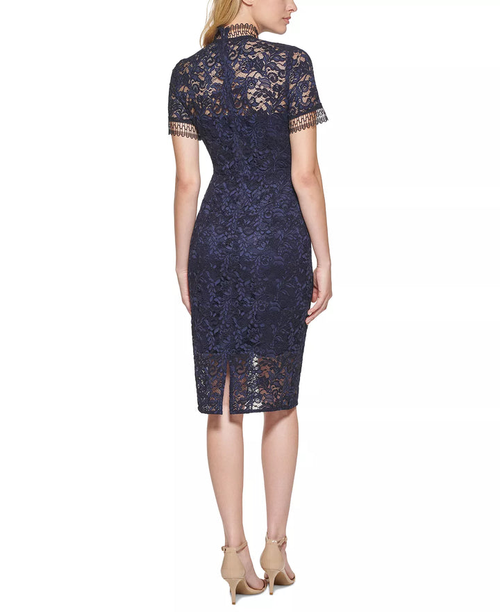 Eliza J Mock-Neck Lace Dress