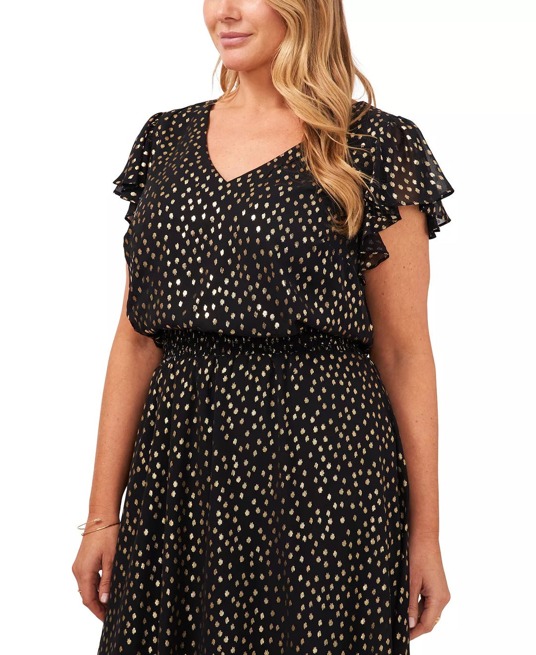 MSK Plus Size Metallic-Print Midi Dress