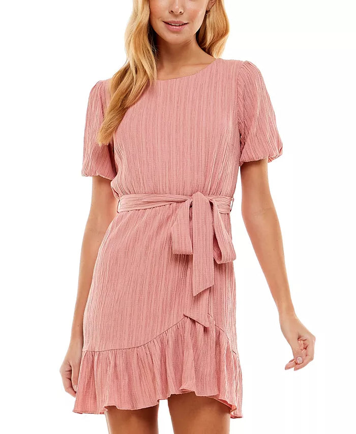 City Studio Juniors' Fit & Flare Crinkle Dress