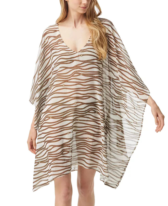 MICHAEL Michael Kors Logo-Printed Chiffon Caftan Cover-Up
