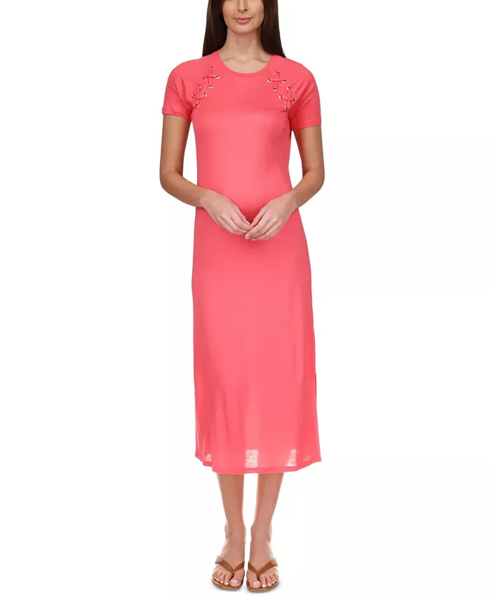 MICHAEL KORS Lace-Up T-Shirt Dress DGFOutlet MICHAEL KORS Lace-Up T-Shirt Dress DGFOutlet