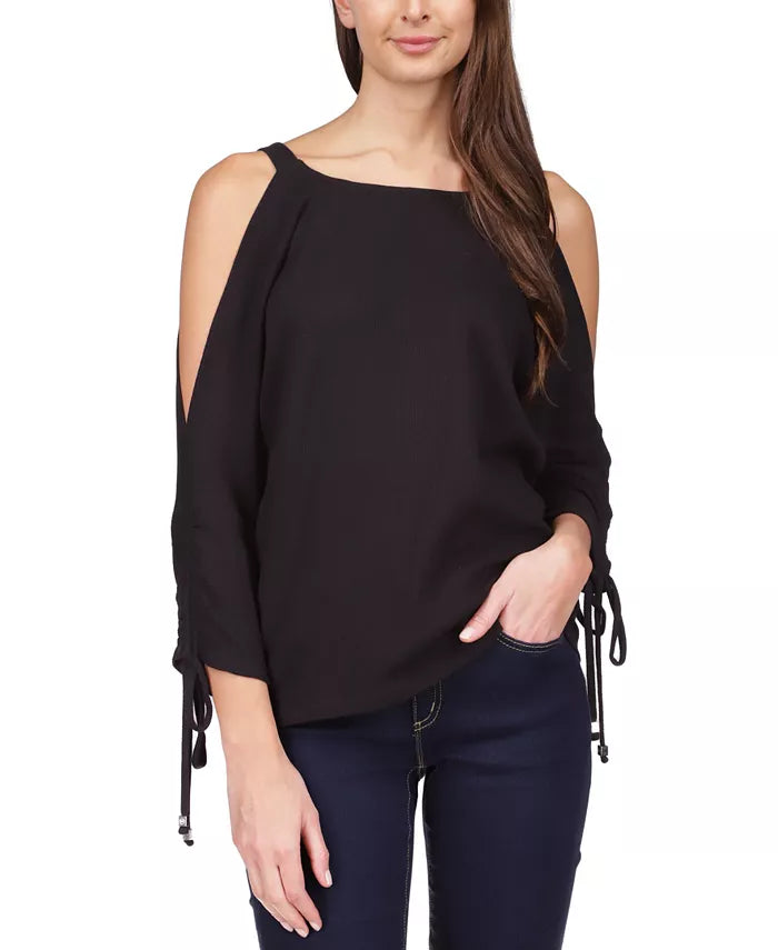 MICHAEL MICHAEL KORS Waffle-Knit Cold-Shoulder Top