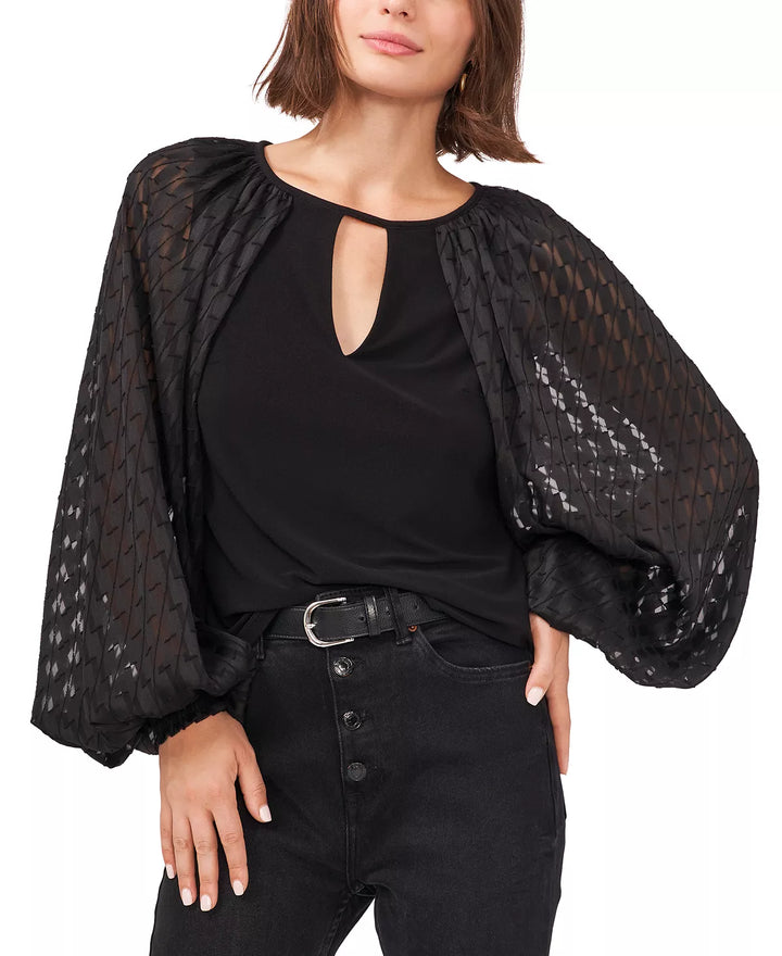 Vince Camuto Mixed-Media Balloon-Sleeve Top