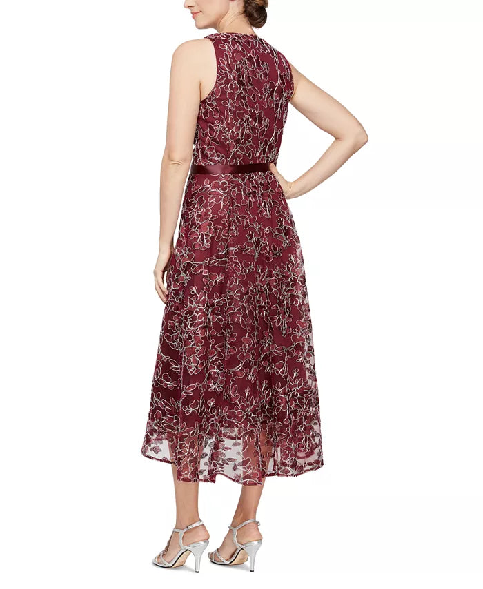 Alex & Eve Embroidered High-Low Midi Dress
