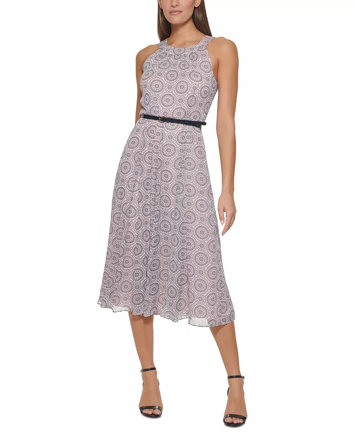 Tommy Hilfiger Printed Belted Midi Dress