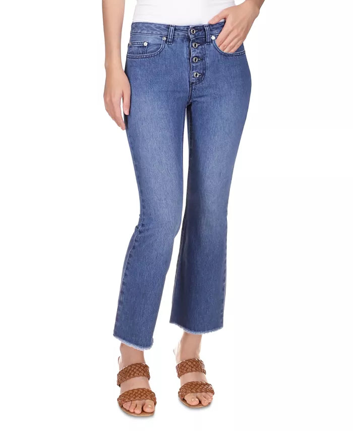 MICHAEL Michael Kors Flared Frayed-Hem Cropped Jeans