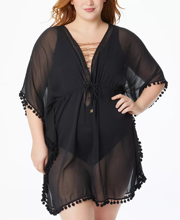 Bleu by Rod Beattie Plus Size Gypset Chiffon Caftan Swim Cover-Up