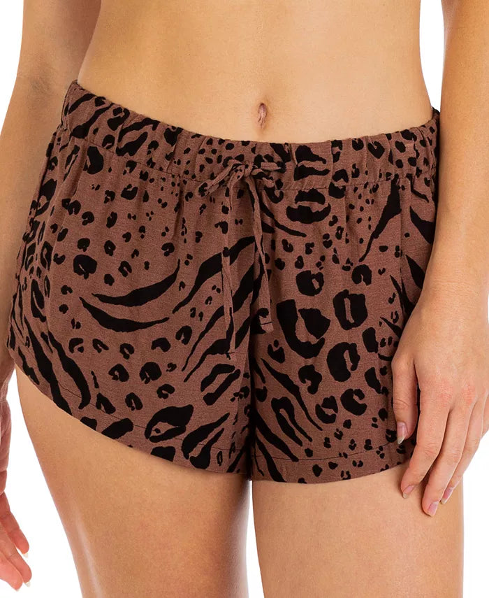 Hurley Juniors' Animal-Print Swim Cover-Up Shorts