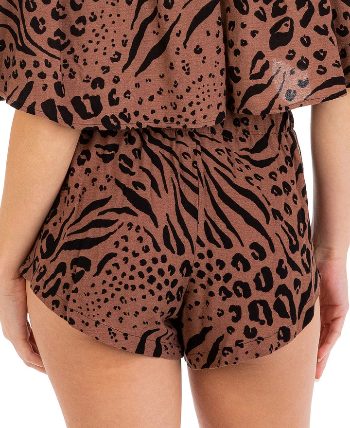 Hurley Juniors' Animal-Print Swim Cover-Up Shorts