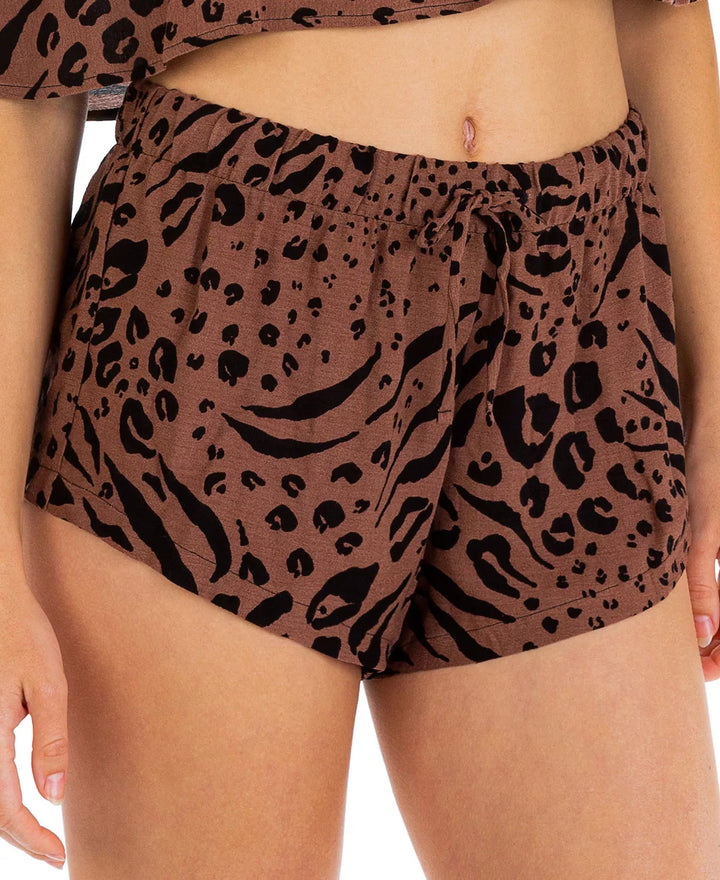 Hurley Juniors' Animal-Print Swim Cover-Up Shorts