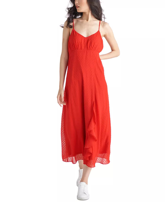 Black Tape Clip-Dot Empire-Waist Dress