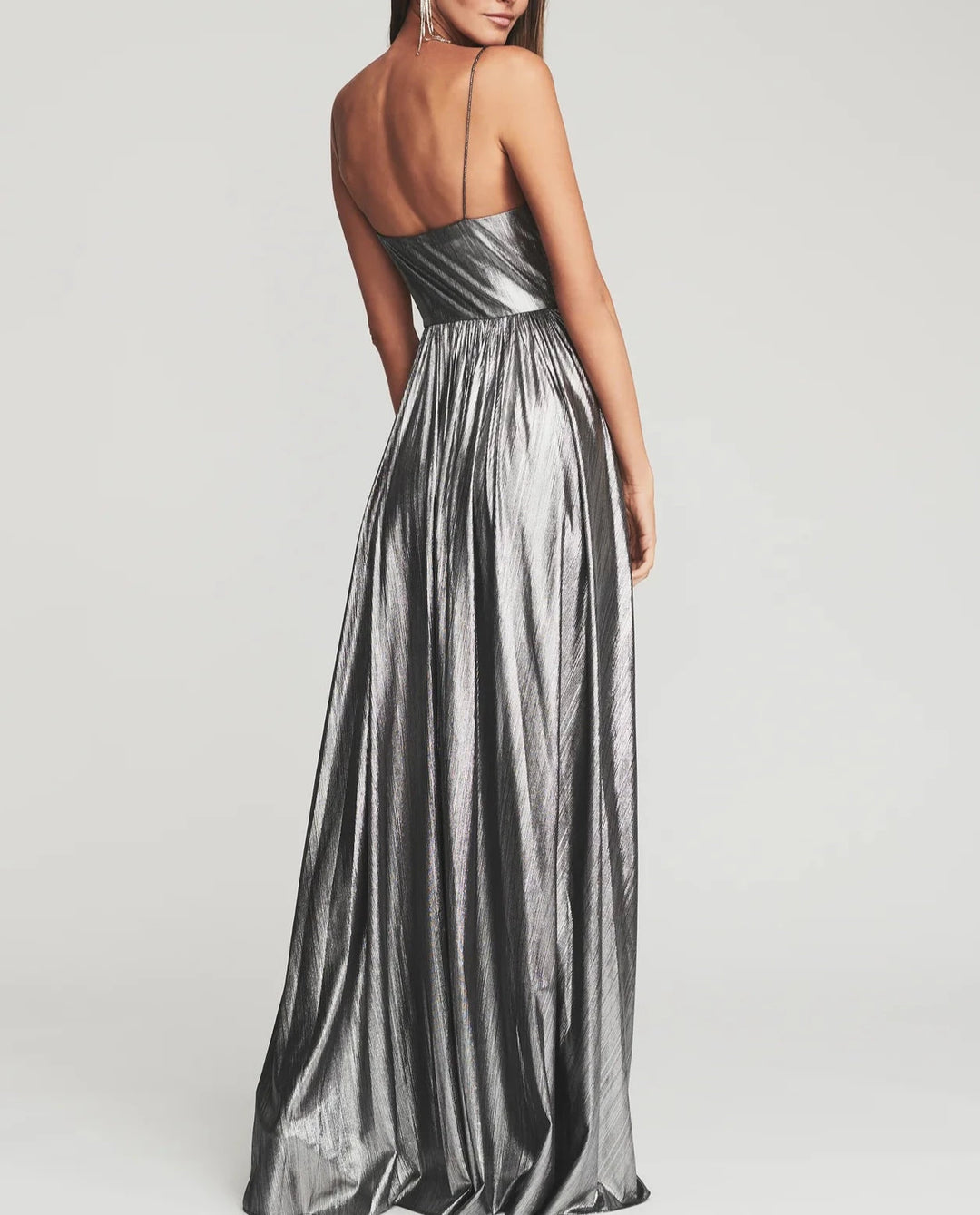 Retrofete Doss Pleated Metallic Dress