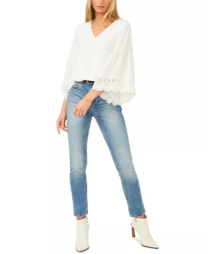 Vince Camuto Eyelet Flutter-Sleeve Top