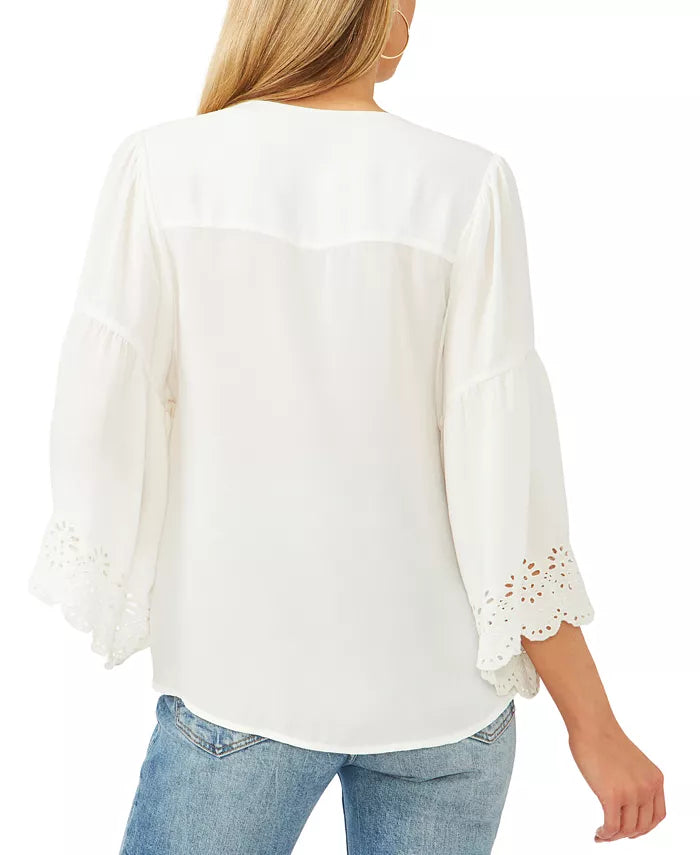 Vince Camuto Eyelet Flutter-Sleeve Top