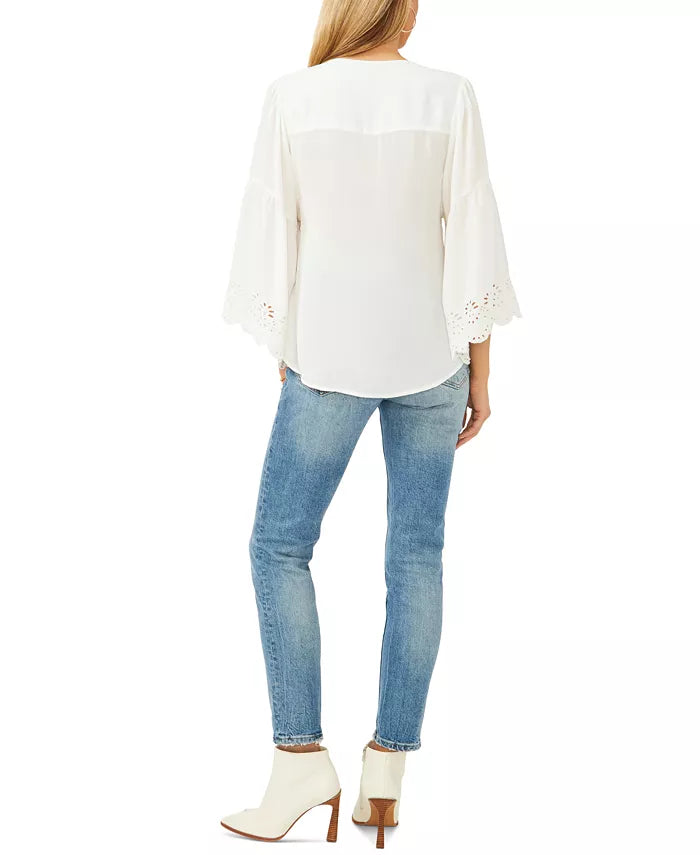 Vince Camuto Eyelet Flutter-Sleeve Top