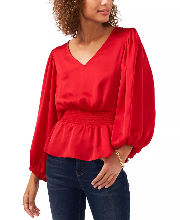 Vince Camuto Balloon-Sleeve Peplum Blouse